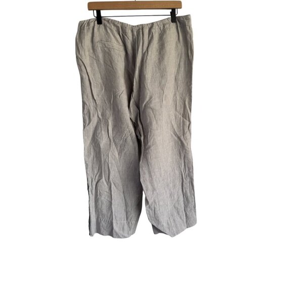 Soft Surroundings Gray Striped Wide Leg Linen Cropped Pants Size Large Lagenlook - Picture 3 of 15